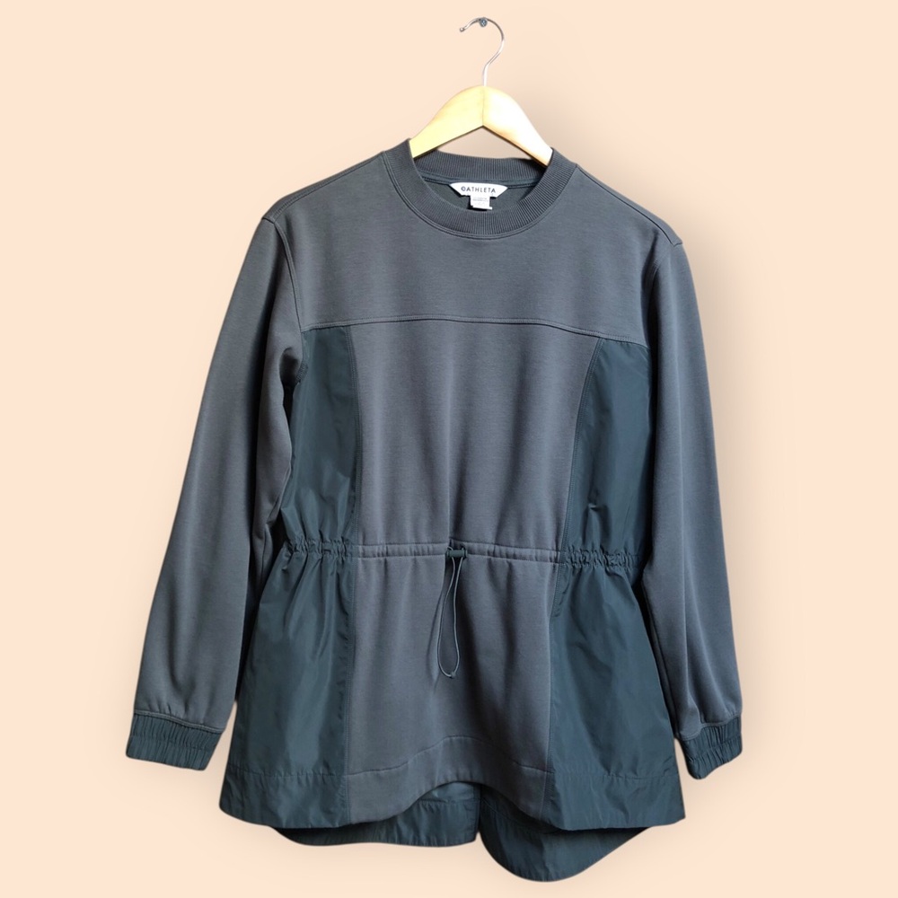 Athleta Triumph Hybrid Crewneck Pullover Sweatshirt Bali Green Active Women’s XS